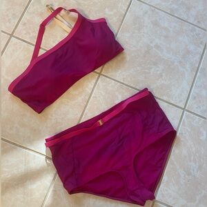 Summersault Swimsuit, asymmetrical one strap top, size 10